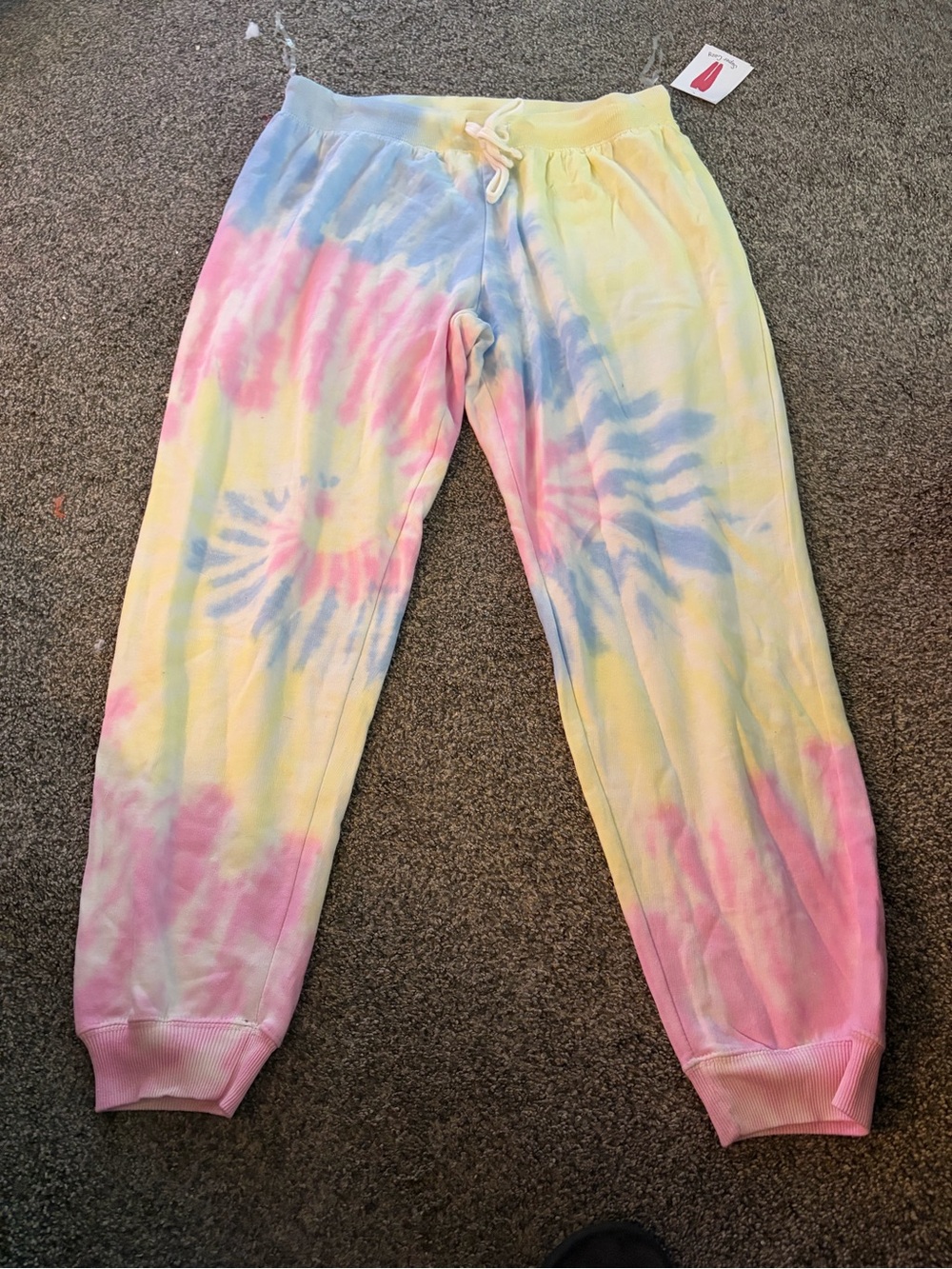 New Bobbie Brooks Pastel Tie-Dye Jogger Pants - Pink, Blue & Yellow